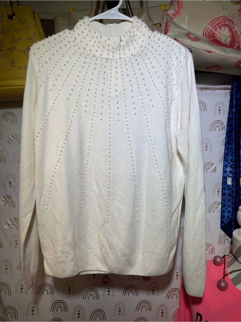 Asics Ivory Studded Turtleneck Sweater